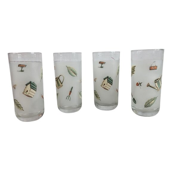 Pfaltzgraff Naturewood Frosted Water Drinking Glasses 16oz Set of 4 Round Bottom - Picture 3 of 6